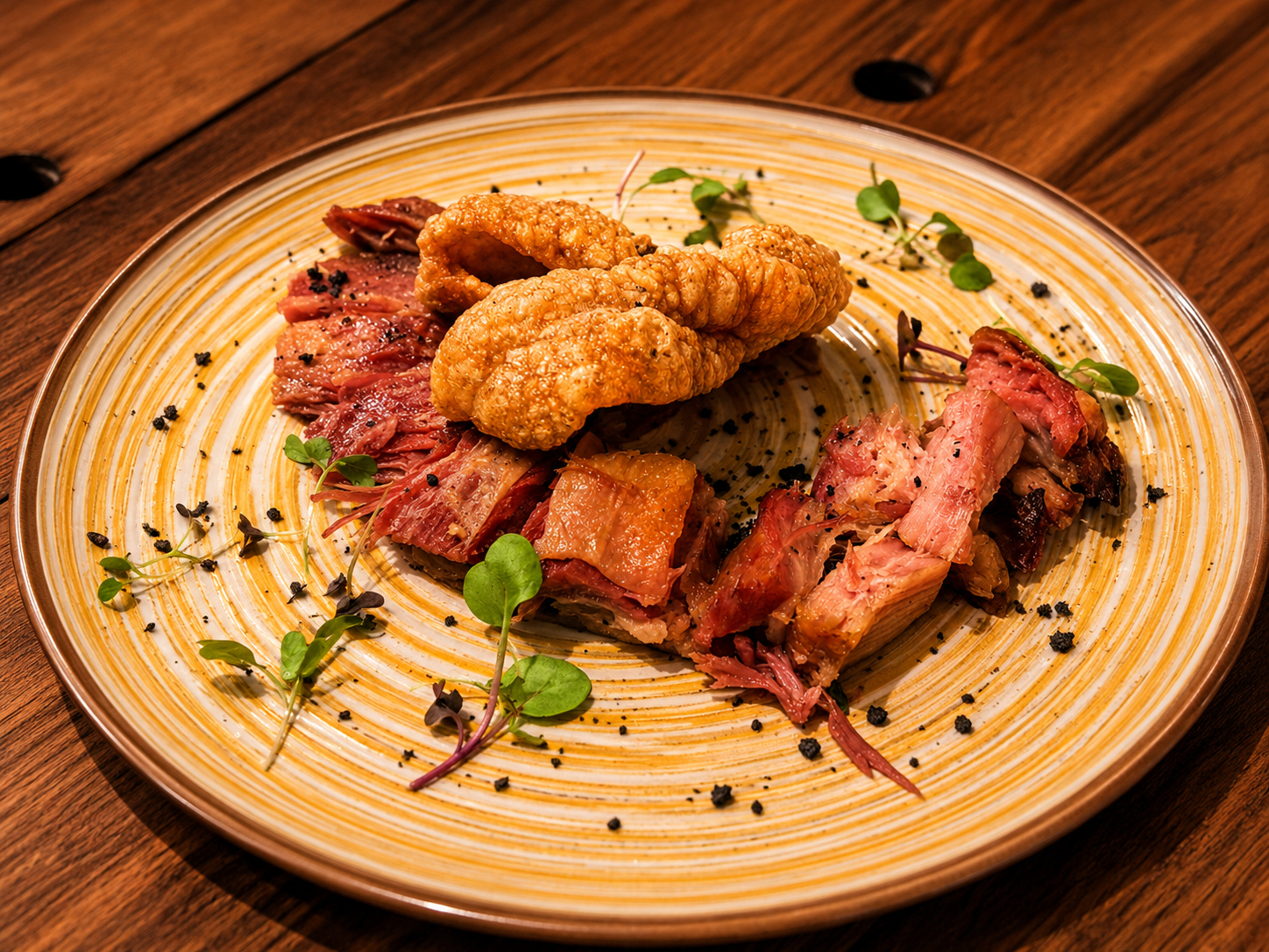 Torrezno crujiente — L'Armeria Restaurant, Molins de Rei